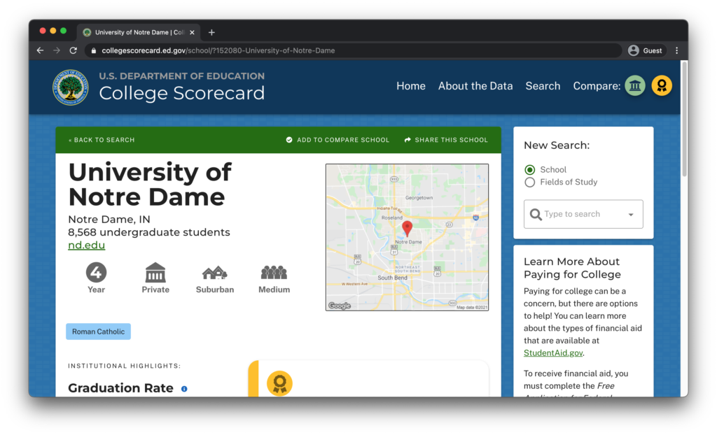 College Scorecard Screen 3